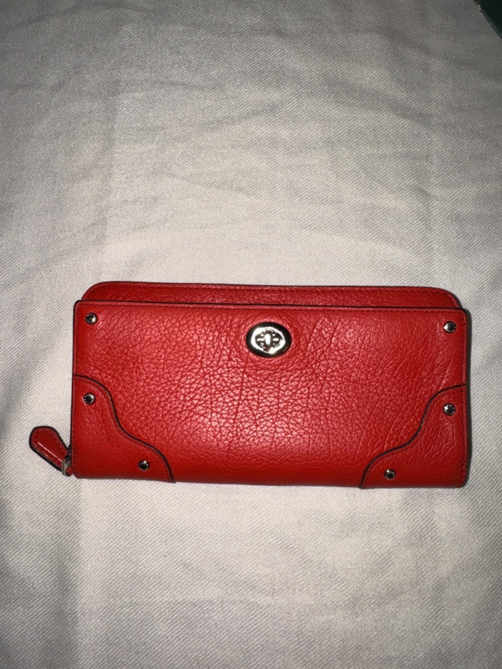 Coach Orange Leather Turnlock Continental Wallet